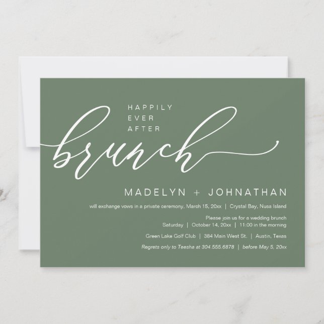 Happily Ever After Wedding Elopement Brunch Party Invitation (Front)