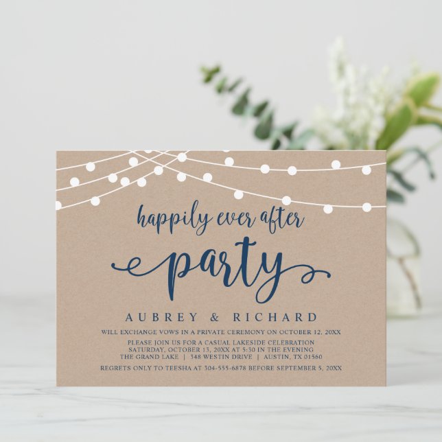Happily Ever After Wedding Elopement Casual Party  Invitation (Standing Front)