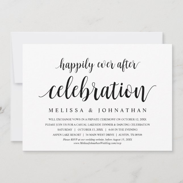 Happily Ever After Wedding Elopement Celebration I Invitation (Front)