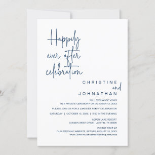 Happily Ever After, Wedding Elopement Celebration  Invitation