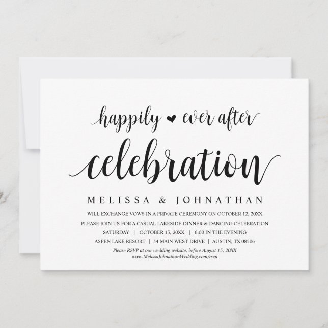 Happily Ever After Wedding Elopement Celebration Invitation (Front)