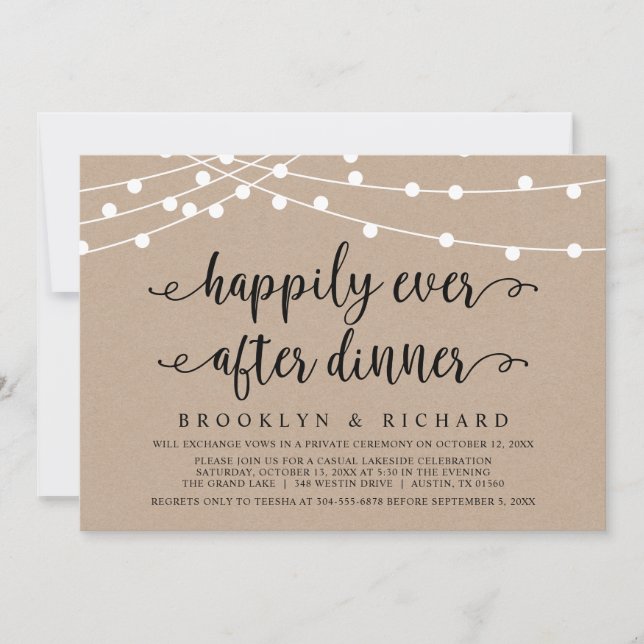 Happily Ever After Wedding Elopement Dinner Invita Invitation (Front)