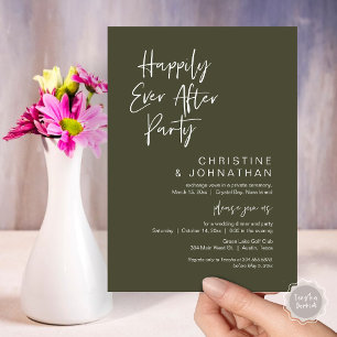 Happily Ever After, Wedding Elopement Dinner Party Invitation