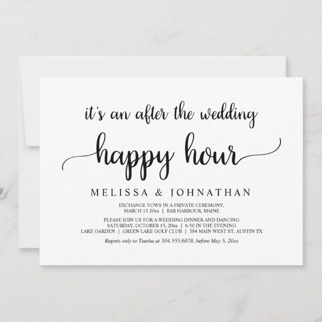 Happily Ever After Wedding Elopement Happy Hour Invitation (Front)