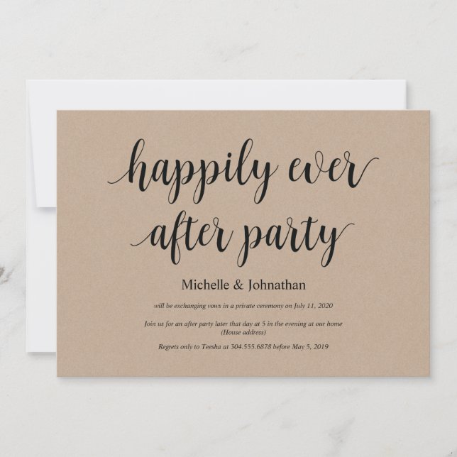 Happily ever after, Wedding Elopement Invites (Front)