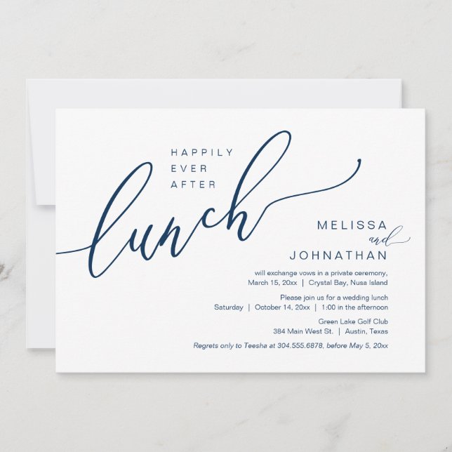 Happily Ever After Wedding Elopement Lunch Invitation (Front)