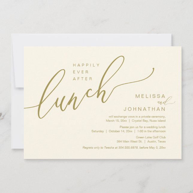 Happily Ever After Wedding Elopement Lunch Invitation (Front)