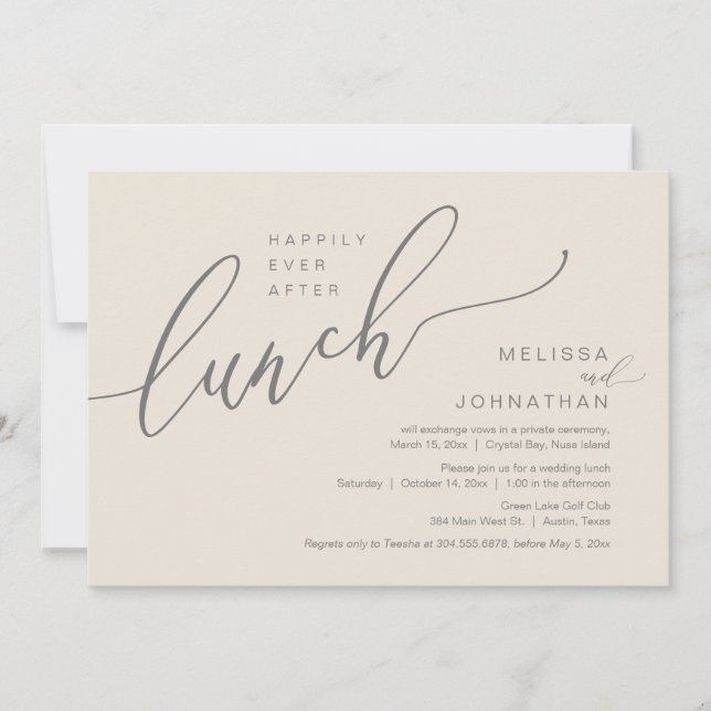 Happily Ever After Wedding Elopement Lunch Invitation (Front)