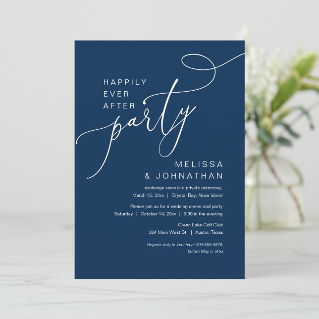 Happily Ever After Wedding Elopement Party Dinner  Invitation (Standing Front)