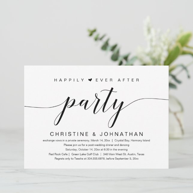 Happily Ever After Wedding Elopement Party Invitat Invitation (Standing Front)