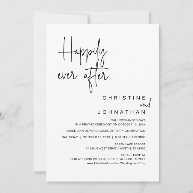Happily Ever After, Wedding Elopement Party Invitation (Front)