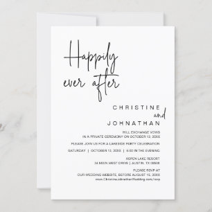 Happily Ever After, Wedding Elopement Party Invitation