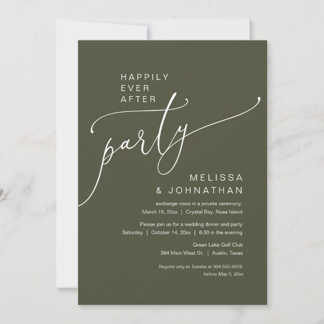 Happily Ever After Wedding Elopement Party Invitation (Front)