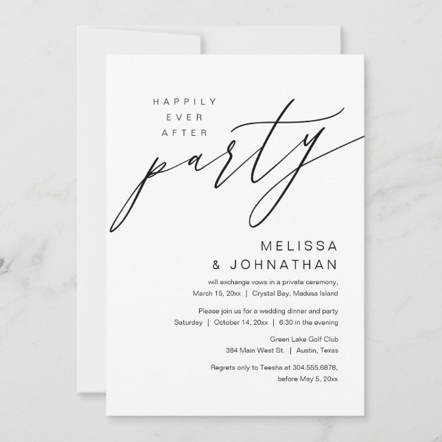 Happily Ever After, Wedding Elopement Party Invitation (Front)