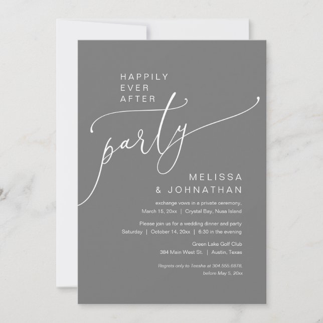 Happily Ever After Wedding Elopement Party Invitation (Front)