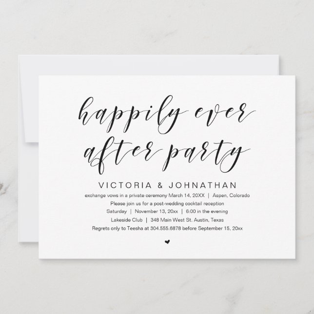 Happily ever after, Wedding Elopement Party Invitation (Front)