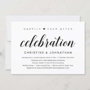 Happily Ever After, Wedding Elopement Party Invitation