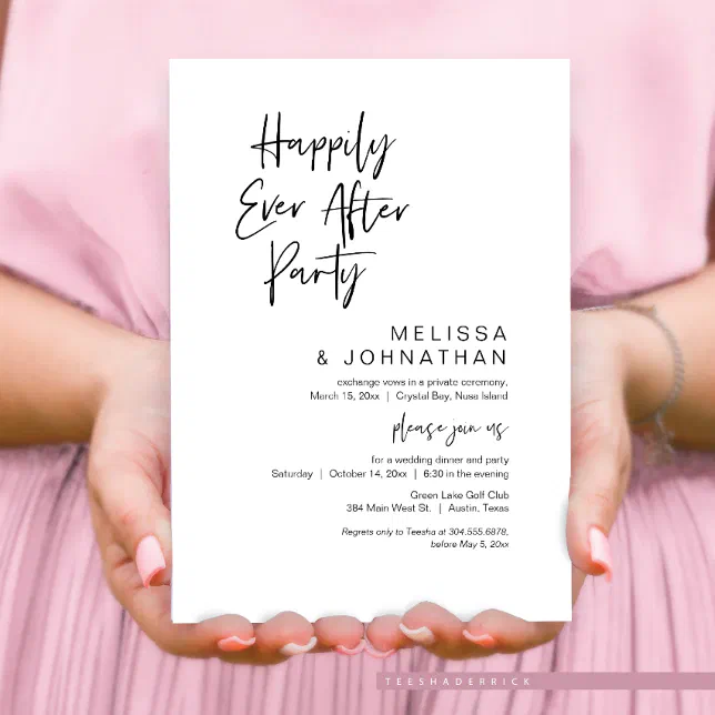 Happily Ever After Wedding Elopement Party Invitation Zazzle 0016