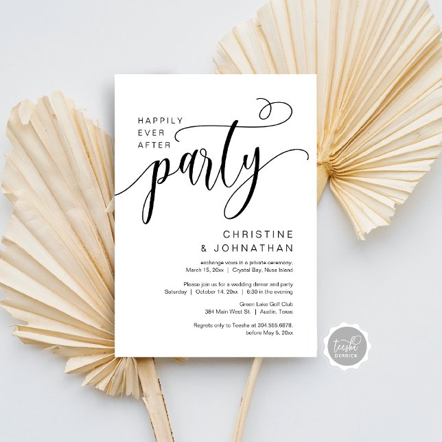 Happily Ever After Wedding Elopement Party Invitation (Happily Ever After Wedding Elopement Party Invitation Card, Digital Instant Download, easy customise)