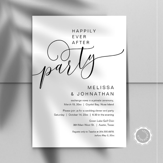 Happily Ever After Wedding Elopement Party Invitation (Happily Ever After Wedding Elopement Party Invitation Card, Instant Download template)