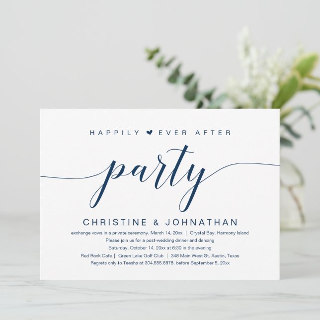 Happily Ever After Wedding Elopement Party Invitation (Standing Front)