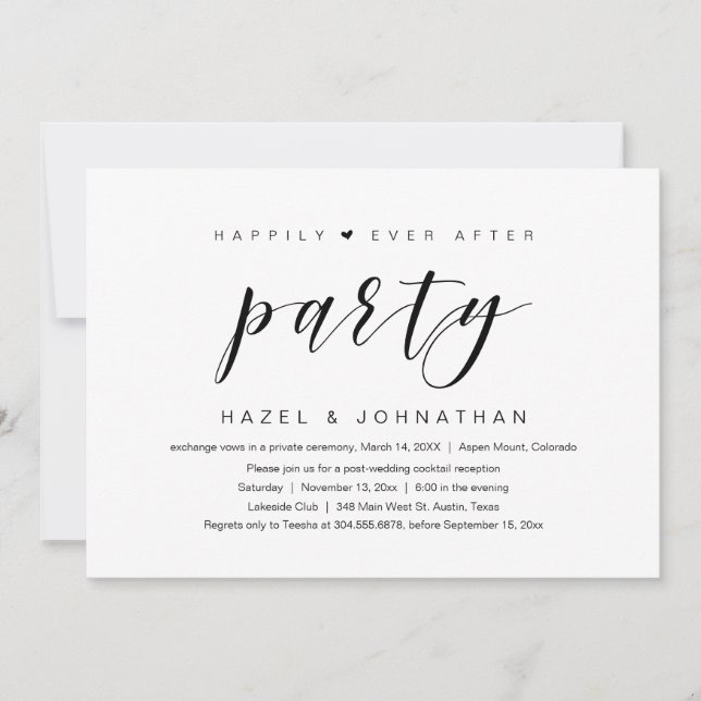 Happily Ever After, Wedding Elopement Party Invitation (Front)