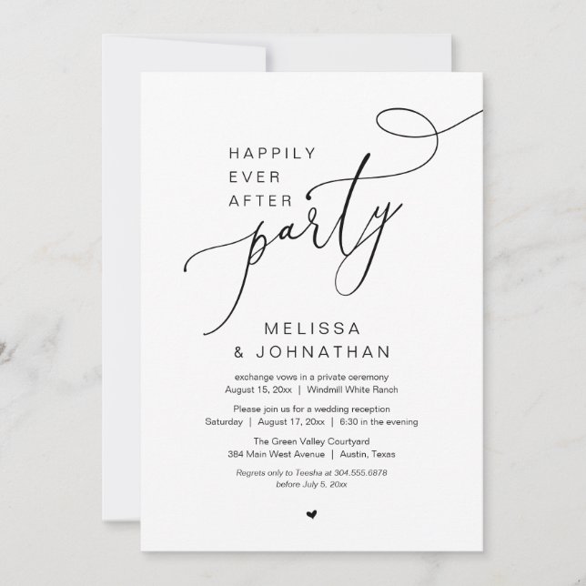 Happily Ever After Wedding Elopement Party Invitation (Front)