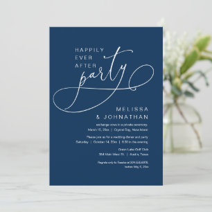 Happily Ever After Wedding Elopement Party Navy In Invitation