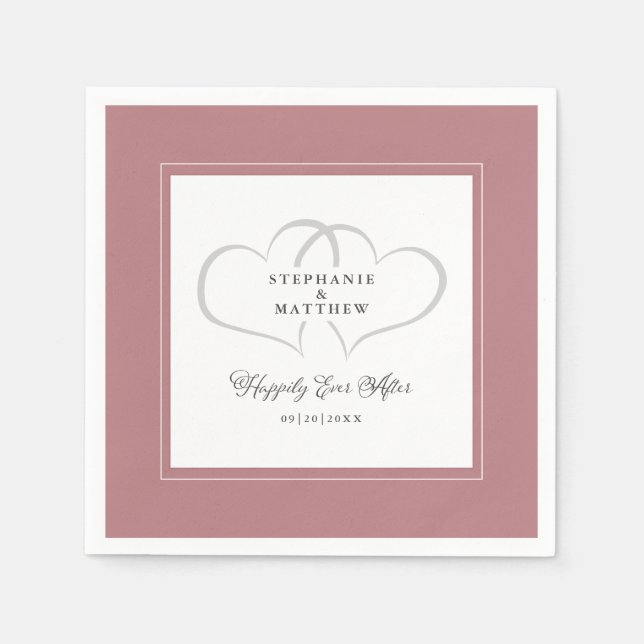 Happily Ever After Wedding Engagement Dusty Rose Napkin (Front)