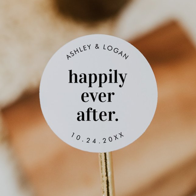 Happily Ever After Wedding Favour Classic Round Sticker (Creator Uploaded)
