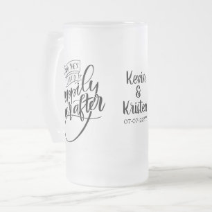 Happily Ever After Wedding Frosted Glass Beer Mug