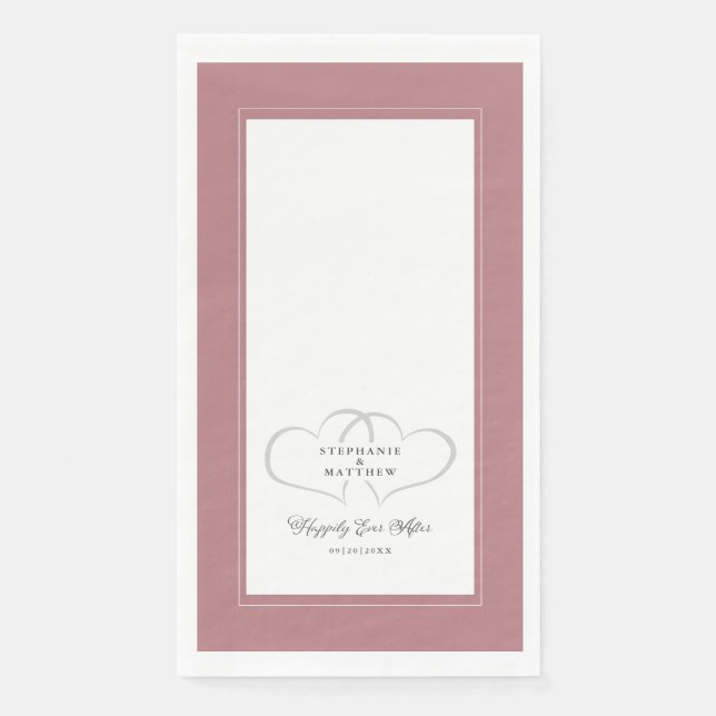 Happily Ever After Wedding Hearts Dusty Rose Pink Napkin (Front)