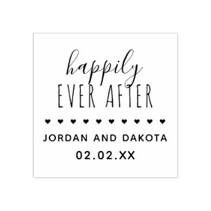 Happily Ever After Wedding Hearts Save The Date Rubber Stamp