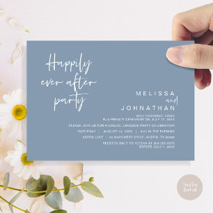 Happily Ever After Wedding Party, Dusty Blue Invitation