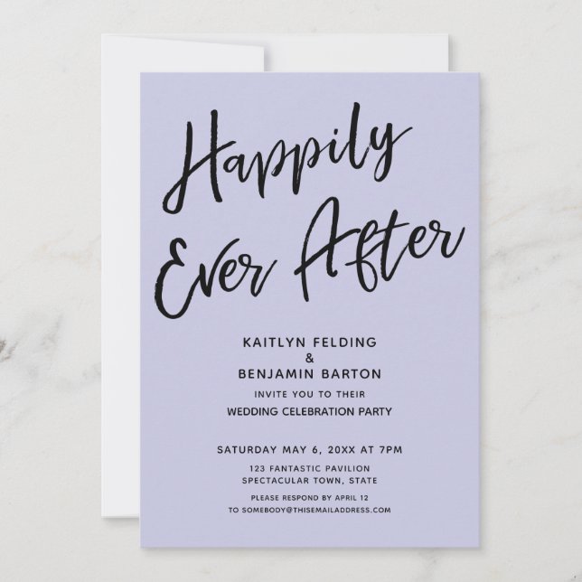 Happily Ever After Wedding Party Lavender Invitation (Front)