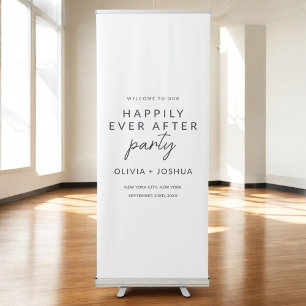 Happily Ever After Wedding Party Modern Minimalist Retractable Banner