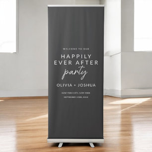 Happily Ever After Wedding Party Modern Minimalist Retractable Banner