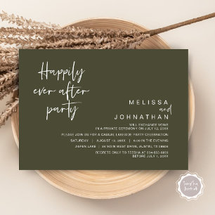 Happily Ever After Wedding Party, Olive Green Invitation