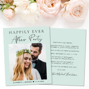 Happily Ever After Wedding Party Photo Mint Invite