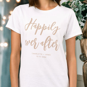 Happily ever after Wedding Personalised Beige T-Shirt