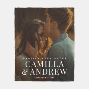 Happily Ever After Wedding Photo Fleece Blanket