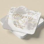 Happily Ever After Wedding Photo Square Paper Coaster<br><div class="desc">Enhance your wedding reception with our elegant minimalist coasters,  designed for your Happily Ever After Party. Featuring a romantic gold rope heart and a custom couple photo,  these personalized coasters add a special touch to your celebration. Perfect for guests to enjoy while toasting to your love!</div>