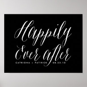 Happily Ever After Wedding Poster   Black