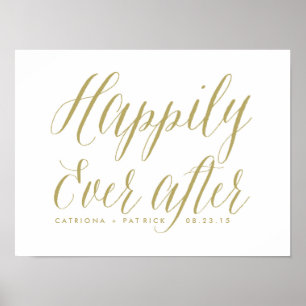 Happily Ever After Wedding Poster   Gold