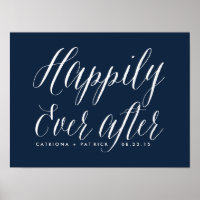Happily Ever After Wedding Poster | Navy