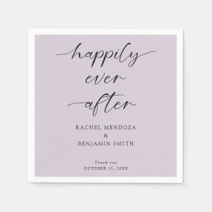 Happily Ever After Wedding Purple Script Elegant Napkin