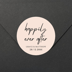 Happily Ever After Wedding Reception Blush Pink Classic Round Sticker