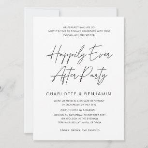 Happily Ever After, Wedding Reception, Elopement Invitation