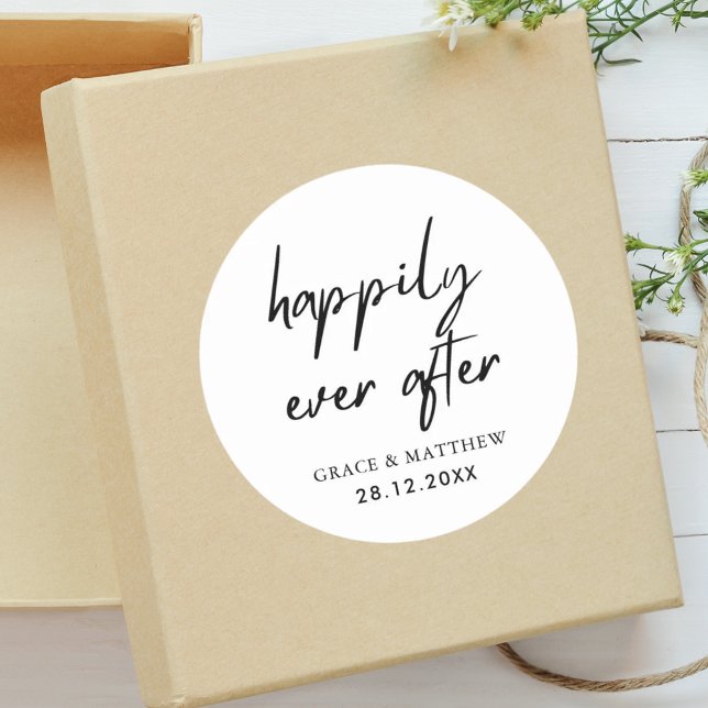 Happily Ever After Wedding Reception Party Classic Round Sticker (Creator Uploaded)
