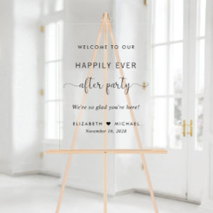 Happily Ever After Wedding Reception Welcome Acrylic Sign